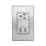 Contacto y doble USB acero inoxidable  4639
