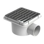 Coladera de salida lateral con rejilla cuadrada de plástico cromado MOD. 182