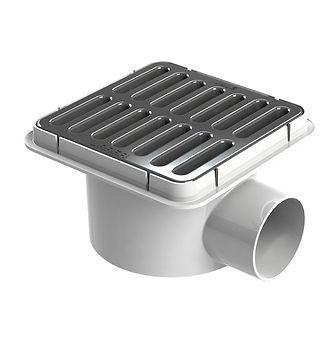 Coladera de salida lateral con rejilla cuadrada de plástico cromado MOD. 182