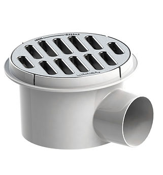 Coladera de salida lateral con rejilla redonda de acero inoxidable MOD. 175