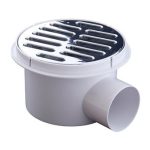 Coladera de salida lateral con rejilla redonda de plástico cromado MOD. 172