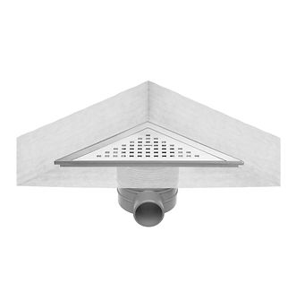 Coladera triangular con cubierta de acero inoxidable para esquina MOD. CEINOX